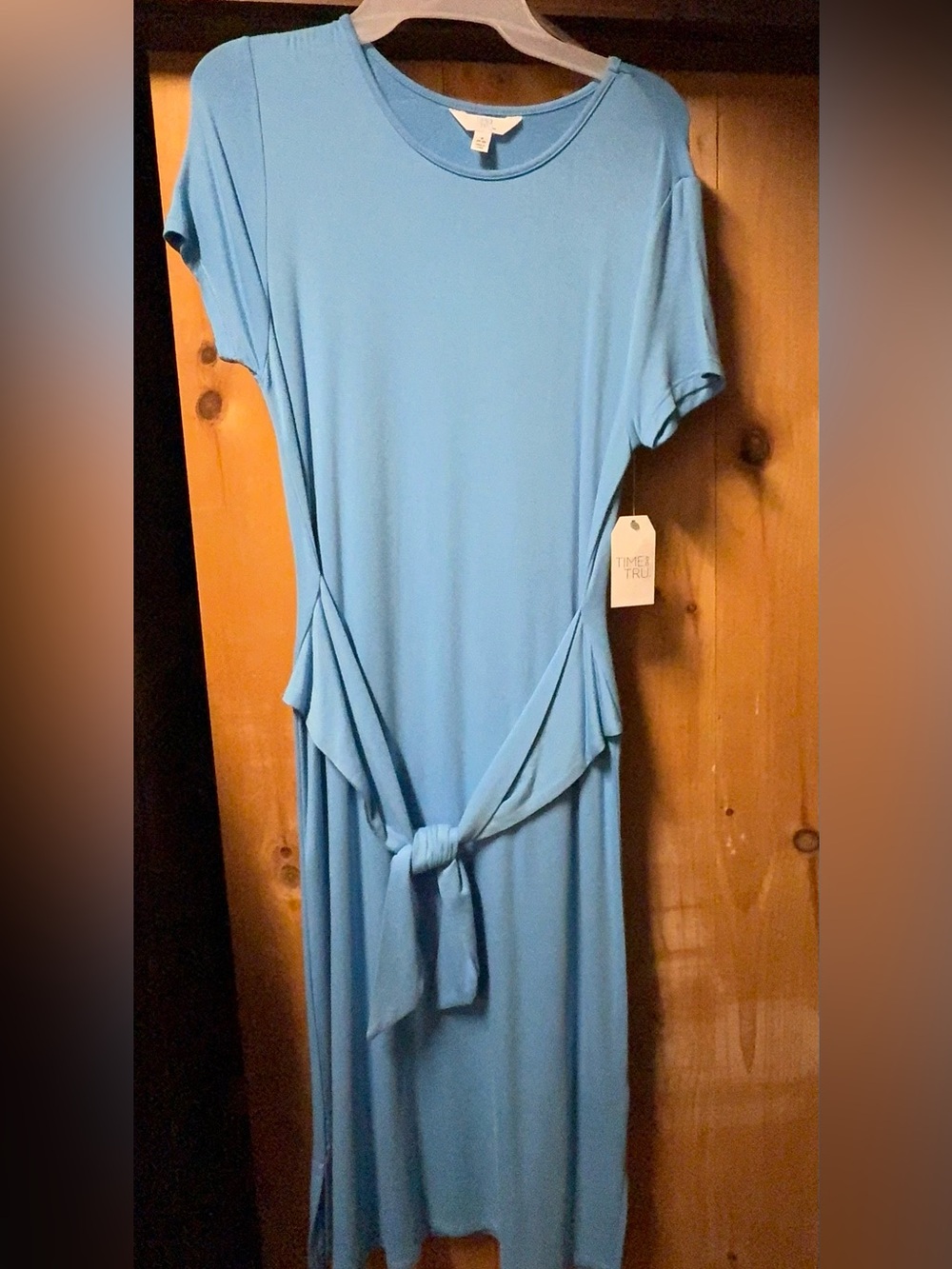 Time and Tru waist tie dress size S baby blue NWT